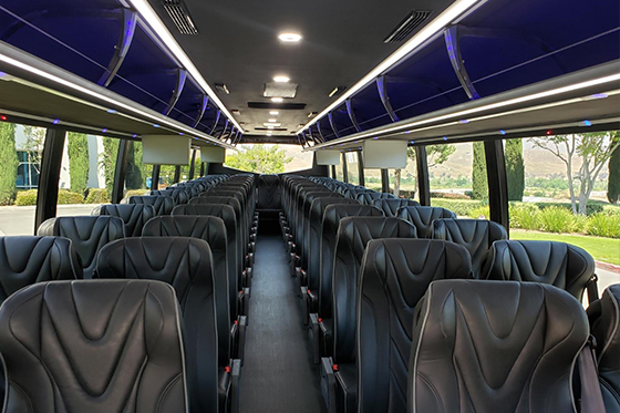 flat-screen TVs on charter bus